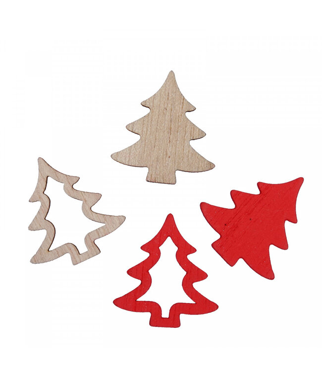 Décoration d'arbre en bois rouge | Diamètre 2,5 centimètres | Commande par 48 pièces