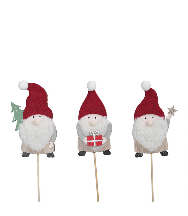 Rotes Sortiment Weihnachtsmann Stecker | Länge 20 Zentimeter | Höhe 10,5 Zentimeter | Pro 6 Stück zu bestellen