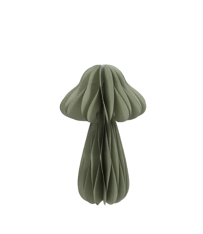 Champignon en papier vert Déco | Largeur 12 centimètres | Hauteur 20 centimètres | À commander à l'unité
