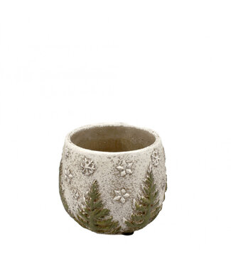 4A Pot de fleurs en céramique grise de Noël | Diamètre 10,5 centimètres | Hauteur 9 centimètres | Par 24 pièces