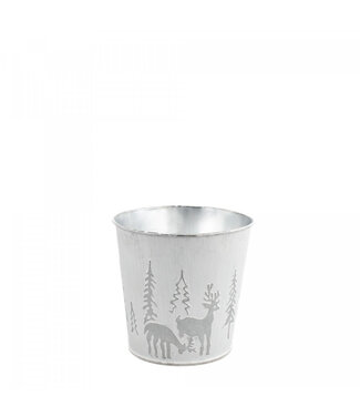 4A Natural white zinc Christmas Flower Pot Plant Pot | Diameter 11 centimetres | Height 10.5 centimetres | Per 10 pieces