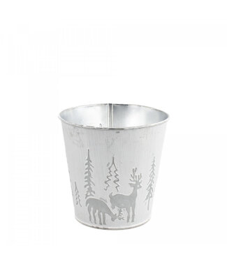 4A Pot de fleurs en zinc blanc naturel pour Noël | Diamètre 12,5 centimètres | Hauteur 12,5 centimètres | Par 10 pièces
