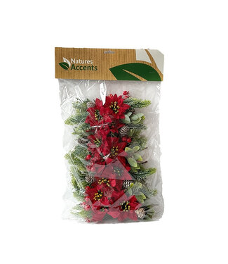 4A Roter Weihnachtsstern Poinsettia Stecker | Länge 15 Zentimeter | Breite 7 Zentimeter | Pro 12 Stück