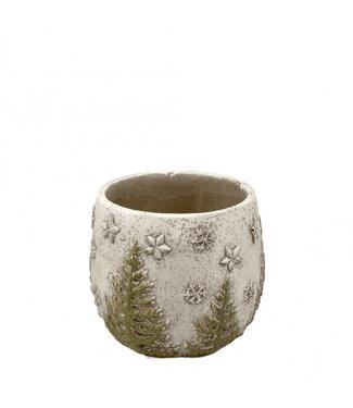 4A Pot de fleurs en céramique grise de Noël | Diamètre 13,5 centimètres | Hauteur 11,5 centimètres | Par 12 pièces