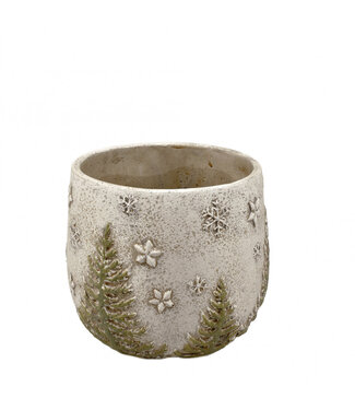 4A Pot de fleurs en céramique grise de Noël | Diamètre 17,5 centimètres | Hauteur 16 centimètres | Par 8 pièces