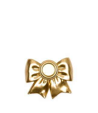 4A Gold-coloured candle holder with bow | Diameter 2.2/6 centimetres | Height 7 centimetres | Set of 4 pieces