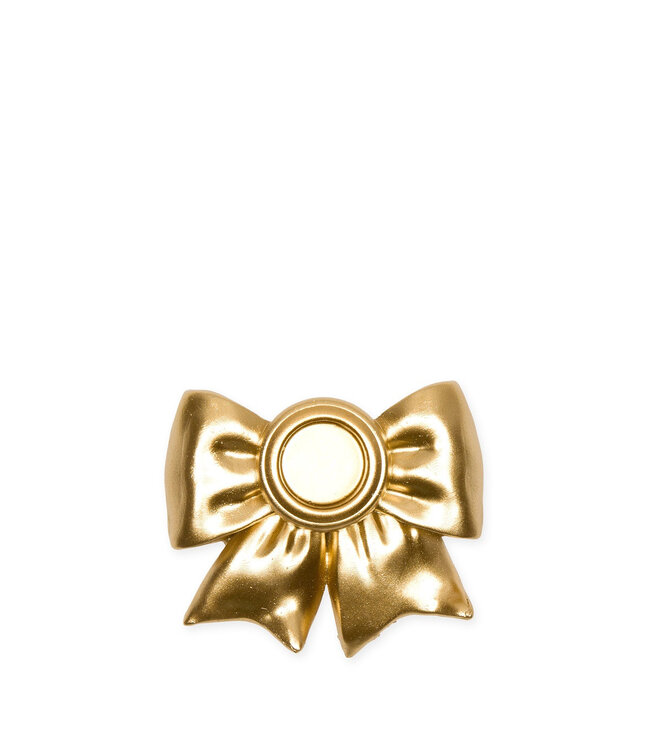 Gold-coloured candle holder with bow | Diameter 2.2/6 centimetres | Height 7 centimetres | Available to order in sets of 4