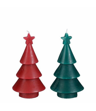 4A Bougie de sapin de Noël aux couleurs mélangées | Diamètre 7 centimètres | Hauteur 14,5 centimètres | Par 6 pièces