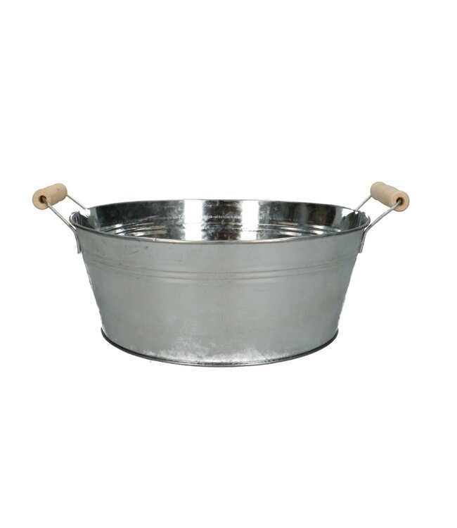 Silver-coloured Zinc Flowerpot Planter with Handle | Size 25 x 10 centimetres | Available to order in sets of 10