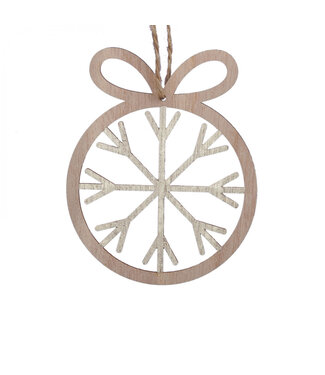 4A Champagne-coloured wooden Christmas icicle ornament | Diameter 8.5 centimetres | Set of 6 pieces