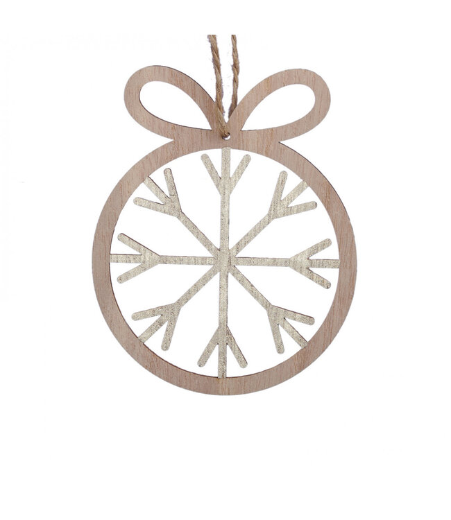 Champagne-coloured wooden Christmas icicle ornament | Diameter 8.5 centimetres | Available to order in sets of 6