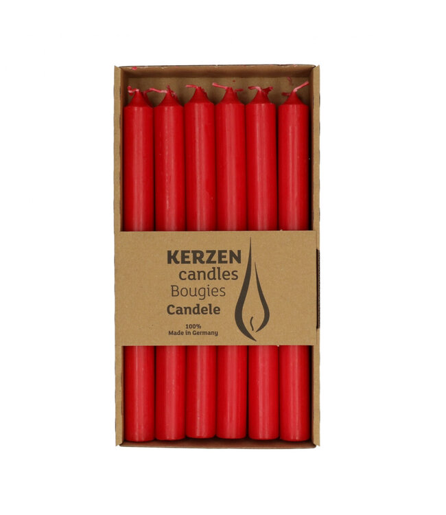 Bougie rustique rouge | Diamètre 2,2 centimètres | Hauteur 25 centimètres | À commander par 12 pièces