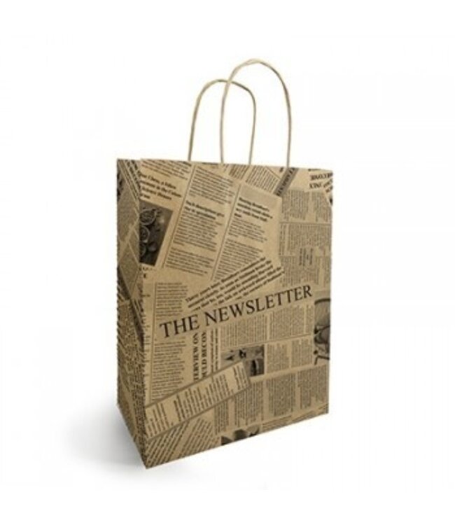 Sacs en papier brun News | Dimensions 25 x 12 x 31 centimètres | Commande par 50 pièces