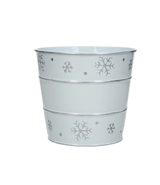4A Pot de fleurs flocon de neige en zinc naturel blanc | Dimensions 14 x 13 centimètres | Par 12 pièces