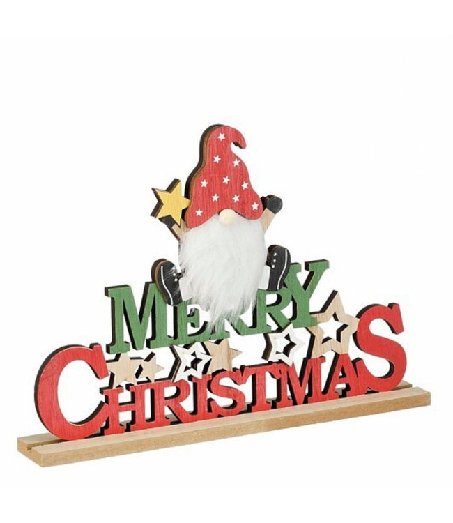 Décoration de Noël rouge et verte avec texte « Merry Christmas » | Dimensions 28 x 4 x 21 centimètres | Commande par lot de 6 pièces