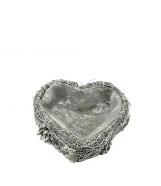 4A Pot de fleurs en forme de cœur Salim gris | Dimensions 18 x 8 centimètres | Par lot de 2 pièces