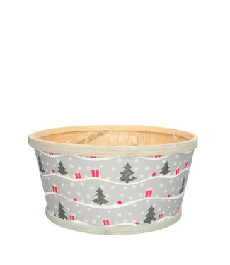4A Pot de fleurs en bois gris de Noël avec texte “XMAS” | Dimensions 22 x 11 centimètres | Par lot de 10 pièces