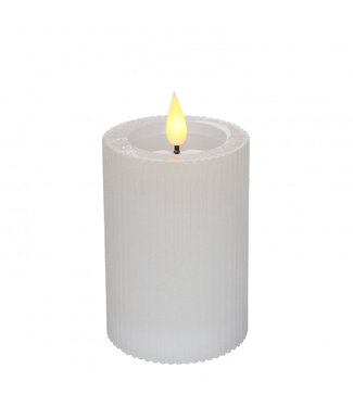 4A Bougie à LED blanche naturelle côtelée | Diamètre 7 centimètres | Hauteur 10 centimètres | Piles AAA non incluses | Par 6 pièces