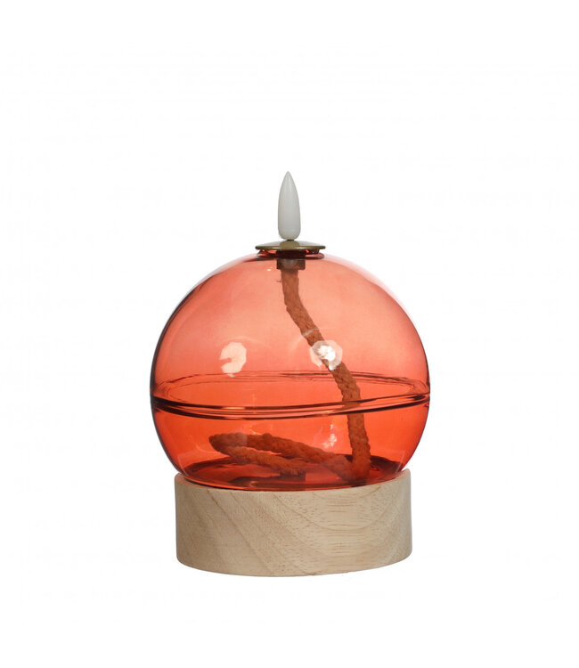 Lampe à huile LED rouge | Diamètre 10 centimètres | Hauteur 13,5 centimètres | À commander par 6 pièces