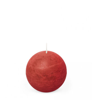 4A Bougie boule rustique rouge | Diamètre 8 centimètres | Par 6 pièces