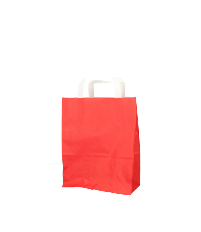Sacs en papier rouges | Dimensions 22 x 11 x 28 centimètres | Commande par 50 pièces