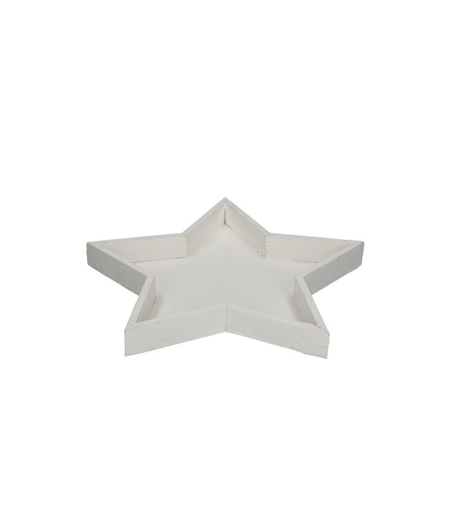 Plateau étoile de Noël en bois blanc naturel | Diamètre 30 centimètres | Hauteur 3,5 centimètres | Commande par 4 pièces