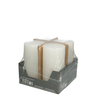 4A Bougie rustique blanche naturelle Safe | Diamètre 7 centimètres | Hauteur 14 centimètres | Par 4 pièces
