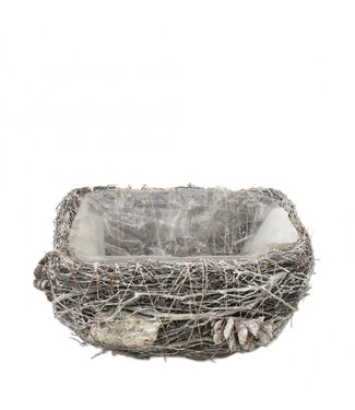 4A Grey Salim plant pot flowerpot | Size 17 x 12 x 10 centimetres | Set of 2 pieces