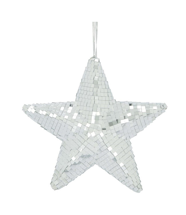 Étoile de Noël argentée en mousse | Diamètre 28 centimètres | Disponible par lot de 2 pièces