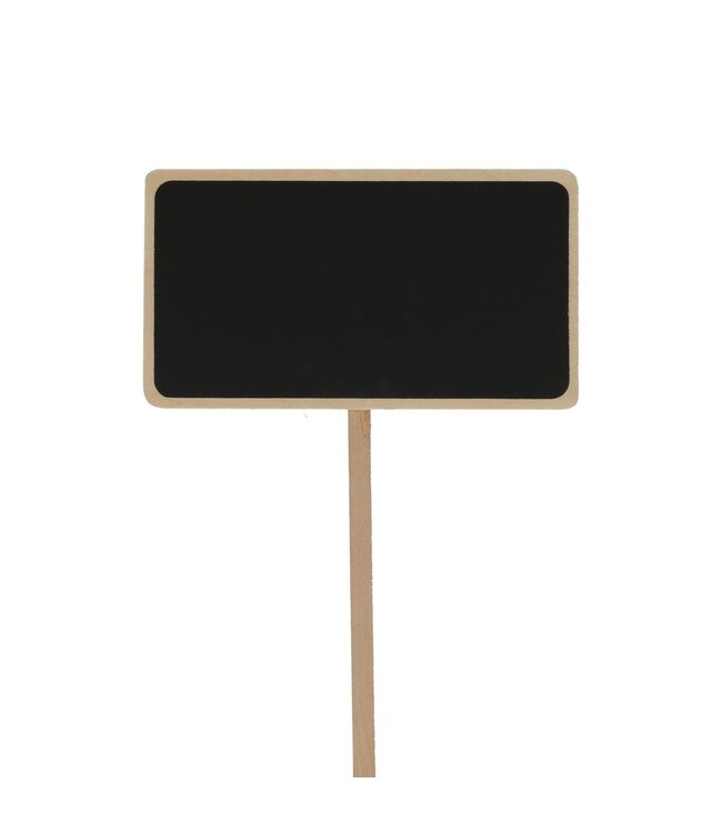 Étiquette en bois noir à piquer | Dimensions 14 x 8 centimètres | Longueur 40 centimètres | Commande par lot de 10 pièces
