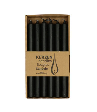 4A Bougie rustique noire | Diamètre 2,2 centimètres | Hauteur 25 centimètres | Par 12 pièces