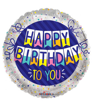 4A Couleurs mélangées Party ! Ballon "Joyeux Anniversaire" | Diamètre 45 centimètres | Par 10 pièces