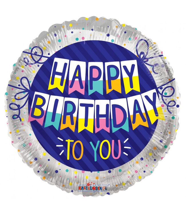 Couleurs mélangées Party ! Ballon "Joyeux Anniversaire" | Diamètre 45 centimètres | À commander par 10 pièces