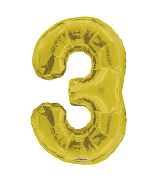 4A Fête dorée ! Ballon “3” | Longueur 85 centimètres | Par pièce
