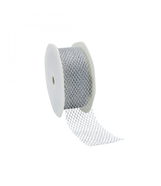 4A Silver Ribbon Shiny Mesh | Width 38 millimetres | Length 20 metres | Per piece