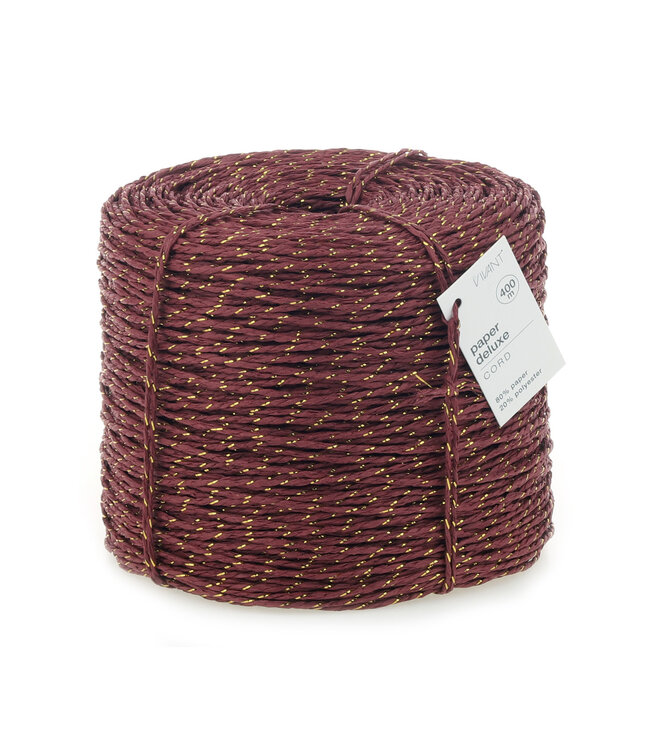 Fil de luxe en papier bordeaux | Diamètre 1 millimètre | Longueur 40 mètres | Disponible à l'unité