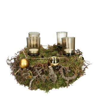 4A Couronne de l'Avent dorée pour Noël | Diamètre 30 centimètres | Par lot de 2 pièces