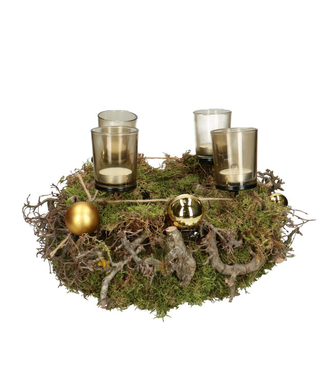 Couronne de l'Avent dorée pour Noël | Diamètre 30 centimètres | Disponible par lot de 2 pièces