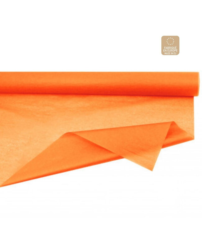 Papier de soie orange en rouleau | Largeur 75 centimètres | Longueur 50 mètres | Poids 28 grammes/m2 | À l'unité