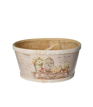 4A Pot de fleurs en bois naturel en forme de cage à oiseaux | Dimensions 22 x 18 x 11 centimètres | Par lot de 10 pièces