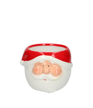 4A Pot de Noël en céramique rose et blanche Santa | Dimensions 13 x 9,5 centimètres | Par 12 pièces