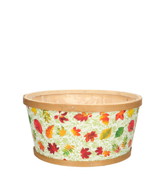 4A Gemengde kleuren houten bladeren bak | Diameter 22 centimeter | Hoogte 11 centimeter | Per 10 stuks