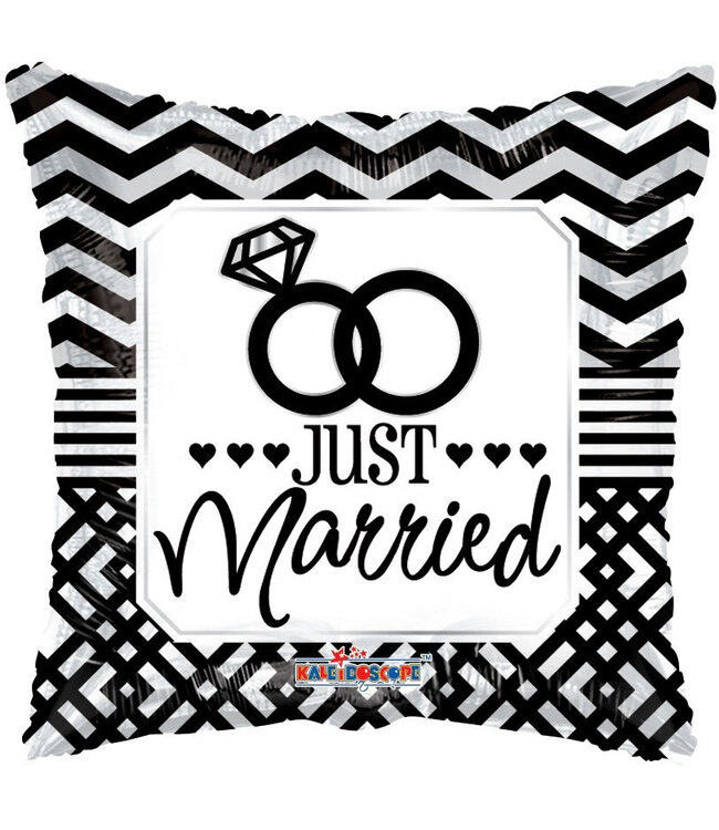 Black and White Party! Balloon "Just Married" | Diameter 45 centimetres | Available to order in sets of 10