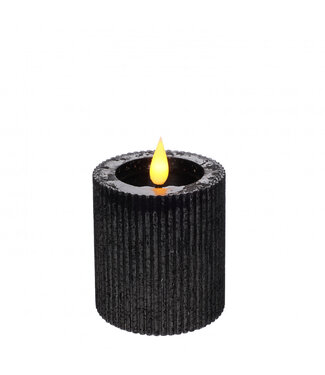 4A Bougie LED à nervures noires | Diamètre 7 centimètres | Hauteur 7,5 centimètres | Piles AAA non incluses | Par 6 pièces