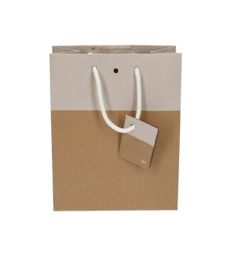 4A Sacs cadeaux bicolores blancs naturels | Dimensions 10 x 18 x 22 centimètres | Par 10 pièces