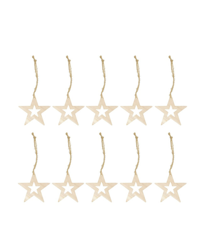 Étoile de Noël en bois naturel | Diamètre 10 centimètres | Commande par lot de 10 pièces