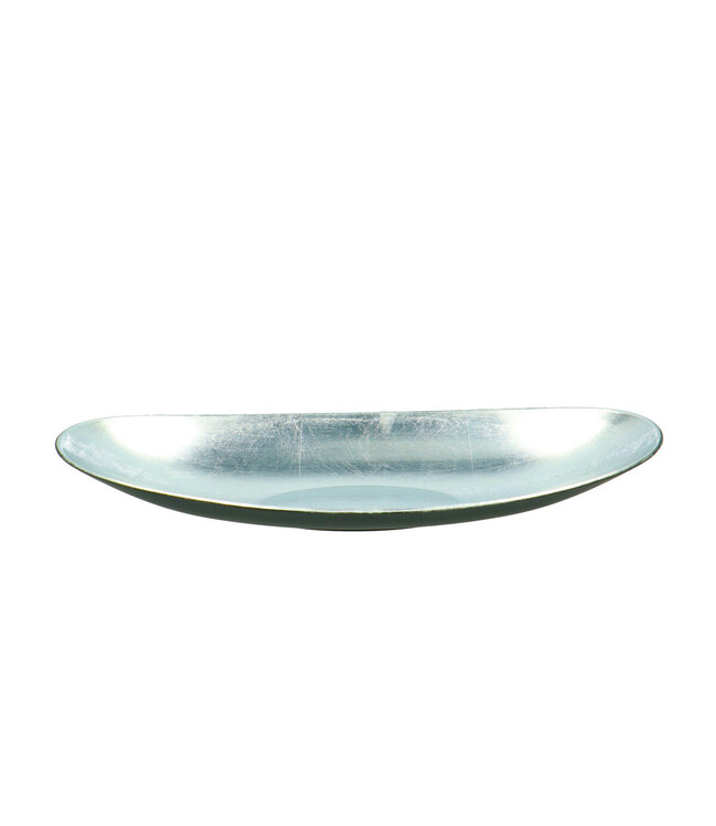 Plat ovale de Noël en mélamine argentée | Dimensions 40 x 17 x 6 centimètres | Commande par 12 pièces