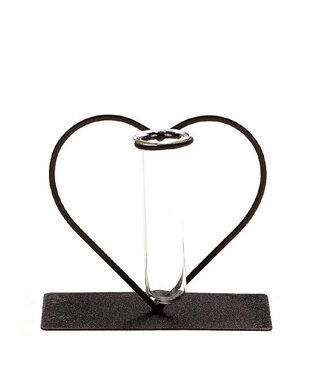 4A Grey heart with glass tube | Dimensions 14 x 6 x 13 centimetres | Per 12 pieces