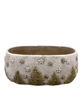 4A Pot de fleurs en céramique grise de Noël avec texte “XMAS” | Dimensions 28 x 14,5 x 12 centimètres | Par 4 pièces