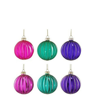 4A Boule de Noël en verre de couleurs mélangées | Diamètre 80 millimètres | Par 12 pièces